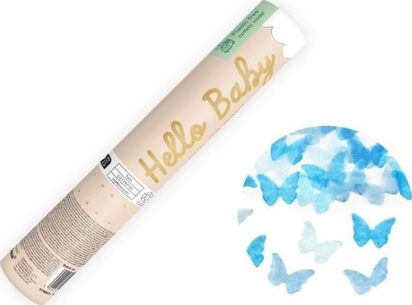 Actual product image Partydeco Gender Reveal confetti cannon blue butterflies (boy)