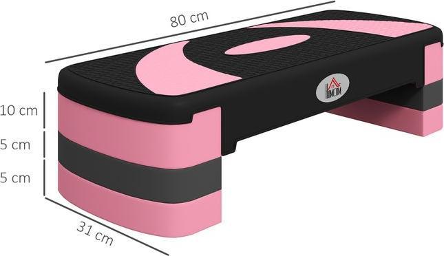 Immagine prodotto Swisshandel24 Stepper aerobico, regolabile in altezza, 80x31x10/15/20cm, fino a 150 kg, nero/rosa/grigio