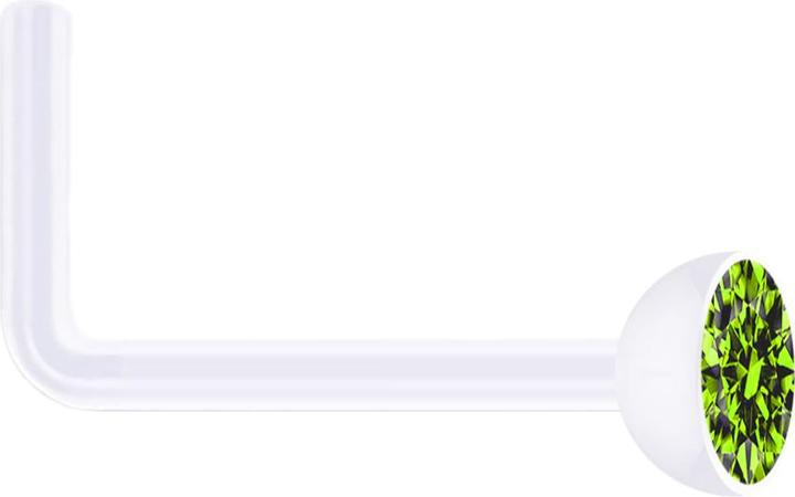 Actual product image Star Piercing Angled nose stud transparent with crystal light green (without brass, Bioflex)
