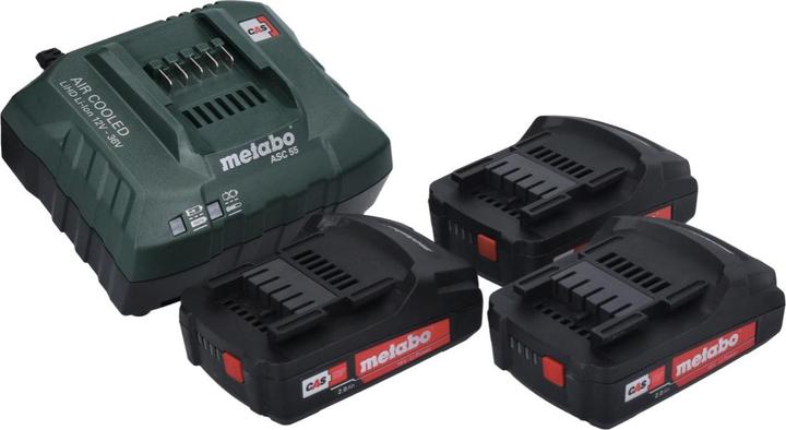Actual product image Metabo Basic Set 3x Li-Power battery pack 18 V 2.0 Ah CAS Li-Ion battery ( 3x 625596000 ) + ASC 55 charger (18 V)