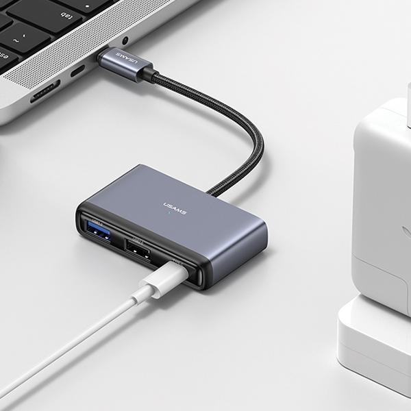 Produktbild Usams US-SJ628 5in1 Multifunctional Type-C HUB Type-C*1+USB3.0*1+USB 2.0*1+TF*1+SD*1 (USB-C, 5 Ports)