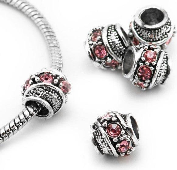 Produktbild Hermex Strass Bead versilbert 925 - Silbrig Rosa (Silber 925)