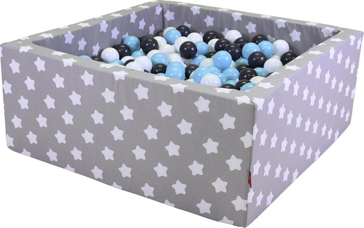 Image du produit Knorrtoys Piscine à balles soft rectangulaire - "Grey white stars" - 100 balls creme/grey/lightblue