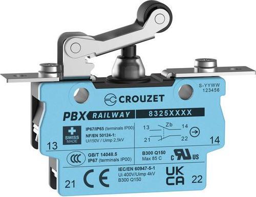 Produktbild Crouzet Mikroschalter mit Montageplatten, 2A, 1 Wechsler, 3.6N, Rollenhebel, IP67, Schraubklemmanschluss