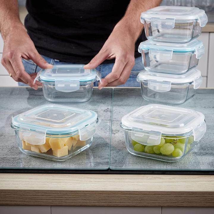 Immagine prodotto Grizzly Set di scatole di vetro per la conservazione degli alimenti 6x 520 ml quadrate (0.52 l)