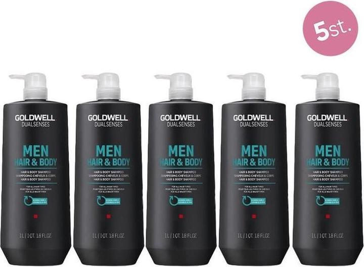 Immagine prodotto Goldwell 5x Dualsenses für Männer Haare und Körper Shampoo 1000 ml (5000 ml, Shampoo liquido)