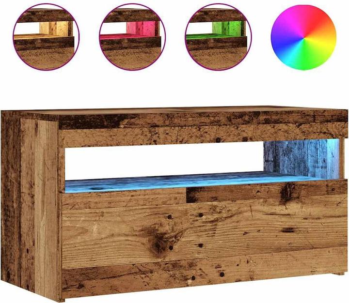 Immagine prodotto VidaXL TV Schrank Lowboard Fernsehschrank Fernsehtisch LED 2 Stk. Altholz-Optik (75 x 35 x 40 cm)
