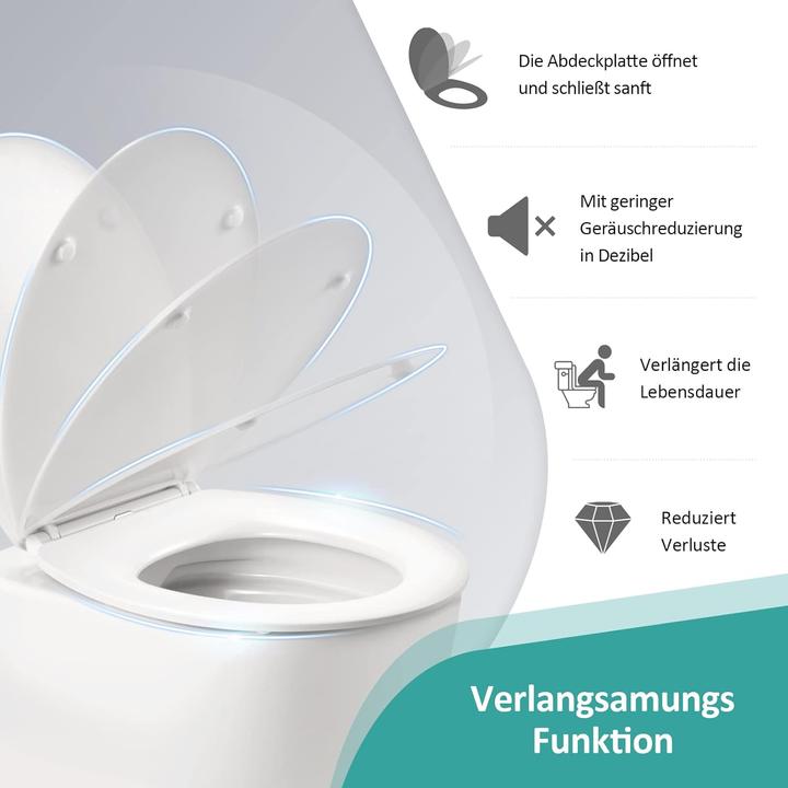 Image du produit Emke Abattant WC à fermeture douce, Forme O, Siège de toilette amovible, supporte jusqu'à 200kg, Blanc