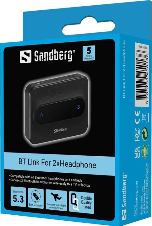 Immagine prodotto Sandberg Collegamento Bluetooth per 2 cuffie (Emittenti)