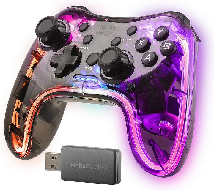 Actual product image Mars Gaming Manette De Jeu Sans Fil Mgp-24 RGB (Transparent) (Xbox 360, Mac, PS4, Android, PS3, PC)