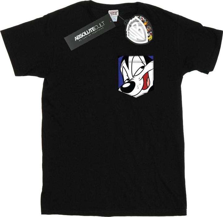 Actual product image Looney Tunes Mens Pepe Le Pew Face Faux Pocket T-Shirt (S)