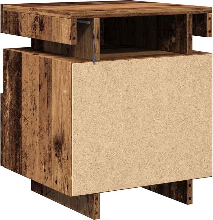 Produktbild VidaXL Nachttisch mit LED-Leuchten Altholz-Optik 40x39x48,5 cm