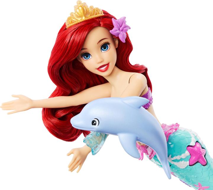Actual product image Mattel Disney Princess Ocean Friends Ariel Swimming Mermaid Doll with Squirt Toy, Figure & 4 Accessories