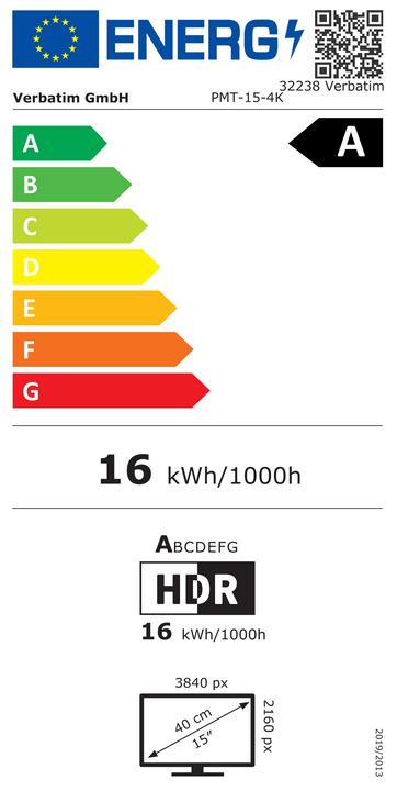 Energie-Label Verbatim PMT-15-4K (3840 x 2160 Pixel, 15.60")