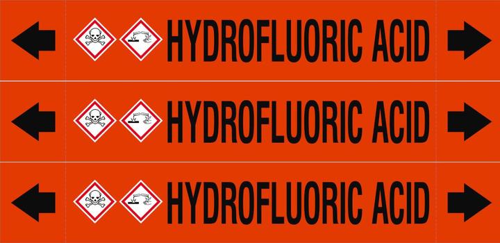 Etichetta energetica Brady ASME - Marcatori per tubazioni - Acido fluoridrico