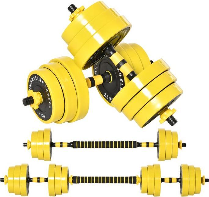 Actual product image Swisshandel24 25 kg Hantelset 3-in-1 einstellbar, ergonomisch, Gelb Schwarz