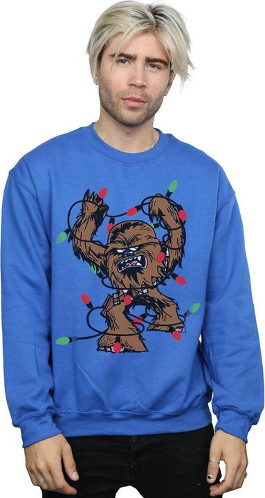 Actual product image Star Wars Mens Chewbacca Christmas Fairy Lights Sweatshirt (S)