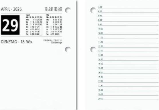 Umlegekalender-Ersatzblock 8x10,8cm 2025 (Kein Einband)