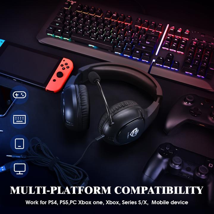 Actual product image PhoneLook SOULBYTES S20 RGB Gaming Headset mit Surround-Sound Mikrofon für PS4 / PS5 / XBOX / PC 3.5 mm (Cable)