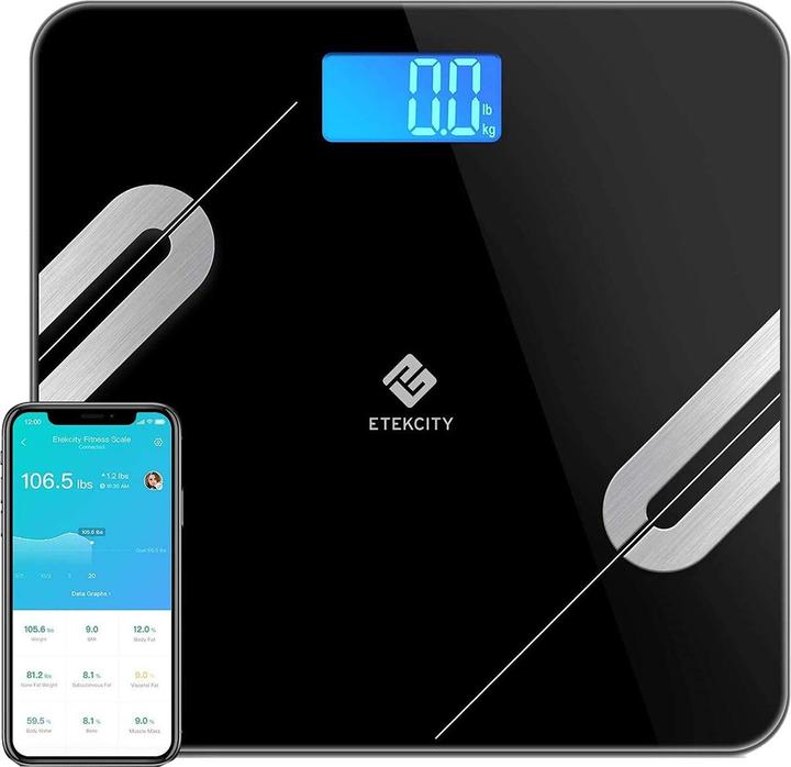 Actual product image Etekcity Bluetooth Body Fat Scale Smart Digital Scale- Black (180 kg)