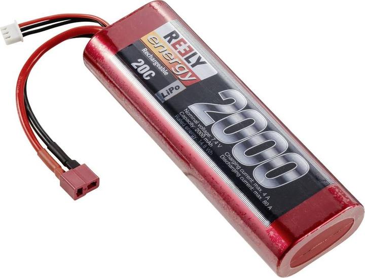 Reely Modellbau-Akkupack (LiPo) 7.4 V 2000 mAh Zellen-Zahl: 2 20 C Hardcase T-St (7.40 V, 2000 mAh)