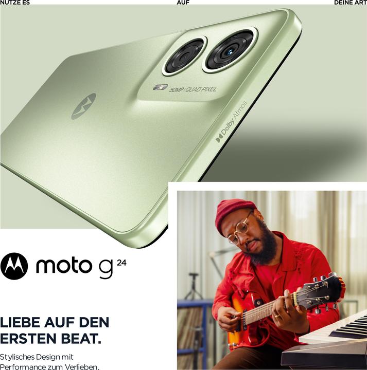 Produktbild Motorola moto g24 (128 GB, Ice Green, 6.56", Hybrid Dual SIM, 50 Mpx, 4G)