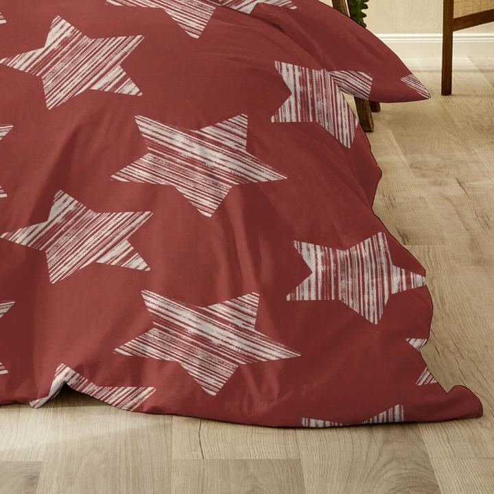 Produktbild Enrico Coss Feinbiber Bettwäsche Sterne rot (Bettwäsche Set, 135x200 cm + 80x80 cm)
