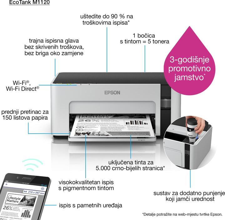 Image du produit Epson ET-M1120 EcoTank (Réservoir d'encre, Noir et blanc)