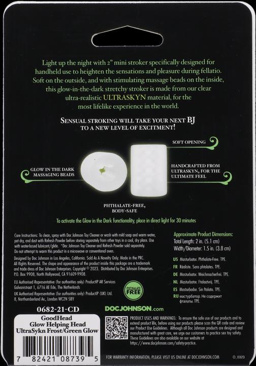 Produktbild Doc Johnson Glow Helping Head - Masturbator Sleeve - Frost / Green Glow