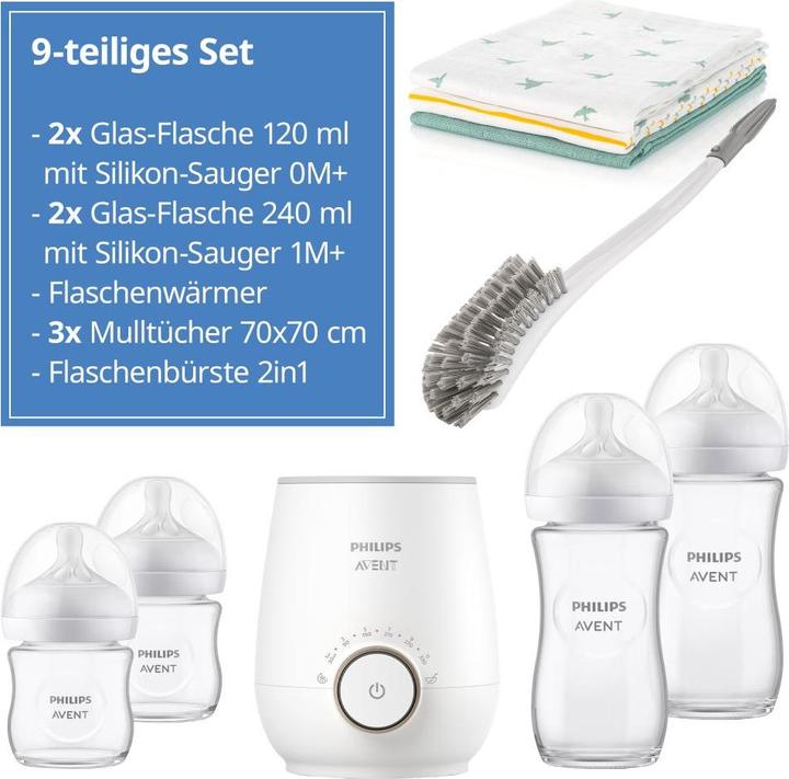 Produktbild Philips Avent Flaschenwärmer & Babykostwärmer Premium Starter-Set Glas Natural 9-tlg. -