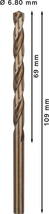 Image du produit Bosch Professional Zubehör Foret hélicoïdal PRO Stainless Steel HSS-Co, 6.8 x 69 x 109 mm (6,8 mm)