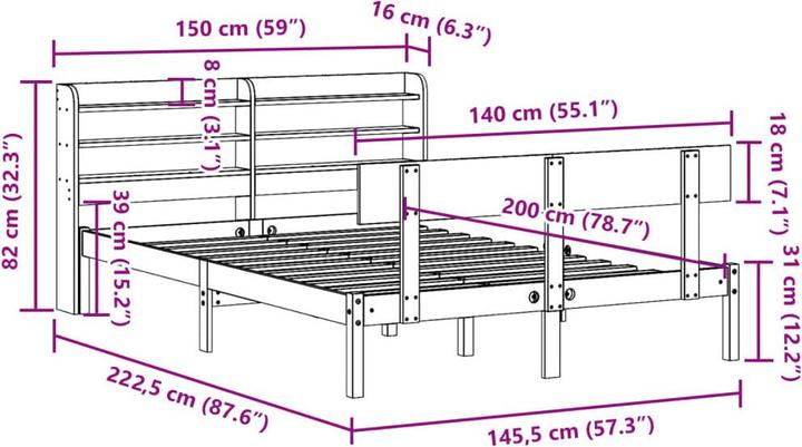 Produktbild VidaXL Bett ohne Matratze (140 x 200 cm)