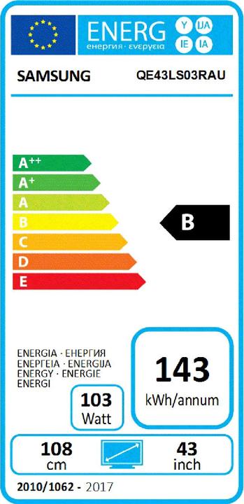 Energie-Label Samsung QE43LS03 The Frame 3.0 (43", QLED, 4K, 2019)