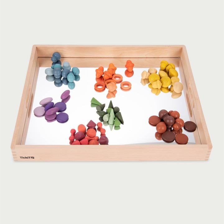 Actual product image TickiT Wooden tray box with mirror base (French, German, English, Italian)