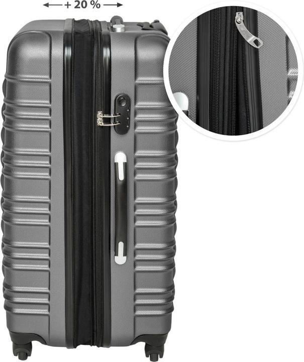 Produktbild tectake Hartschalenkofferset (106 l, Handgepäck (bis 50l), M (50 - 90l), L (90 - 115l))
