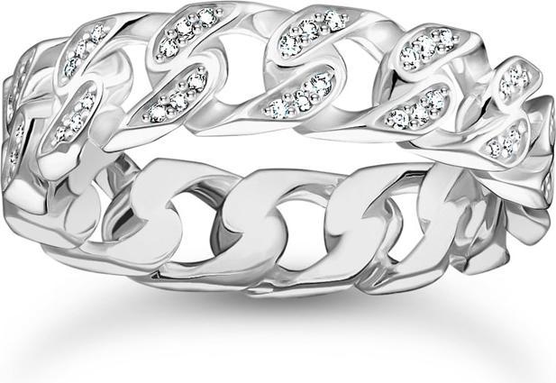 Produktbild Thomas Sabo Ring Kettenglieder weisse Steine schmal Silber (50, 925 Silber)