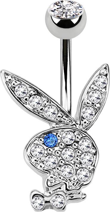 Actual product image Star Piercing Banana silver with Playboy Bunny blue (Surgical steel 316L, without brass)