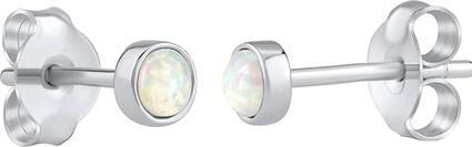 Silvego Silver earrings with white synthetic opal LPS0933W