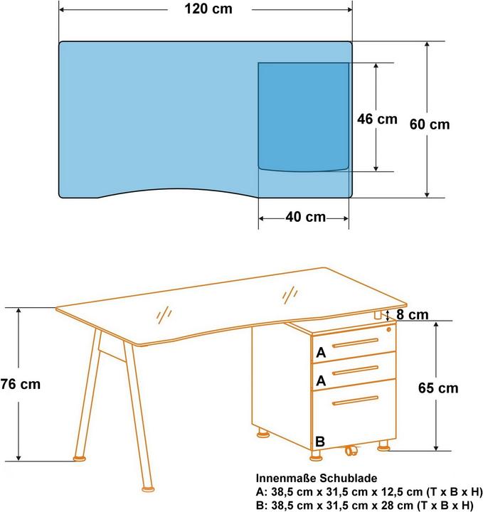 Actual product image Hjh Office Nero I (76 x 120 x 60 cm)