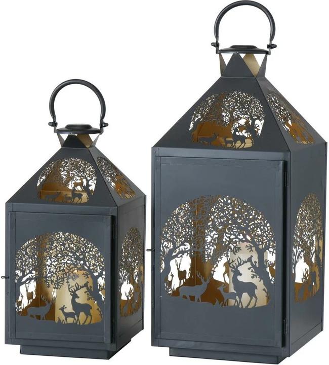 Produktbild Boltze Home Weihnachtswindlicht Tifels 2er Set, Gold/Schwarz (58 x 28 x 28 cm, 2 x)