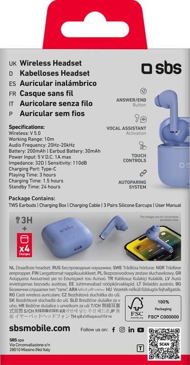 Actual product image SBS Beat Free - True Wireless Stereo earphones with touch control (3 h, Wireless)