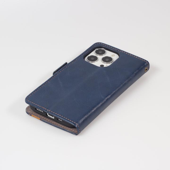 Produktbild PhoneLook Leder Tasche Flip Wallet mit Akzentstreifen & Kartenhalter (Apple iPhone 15)