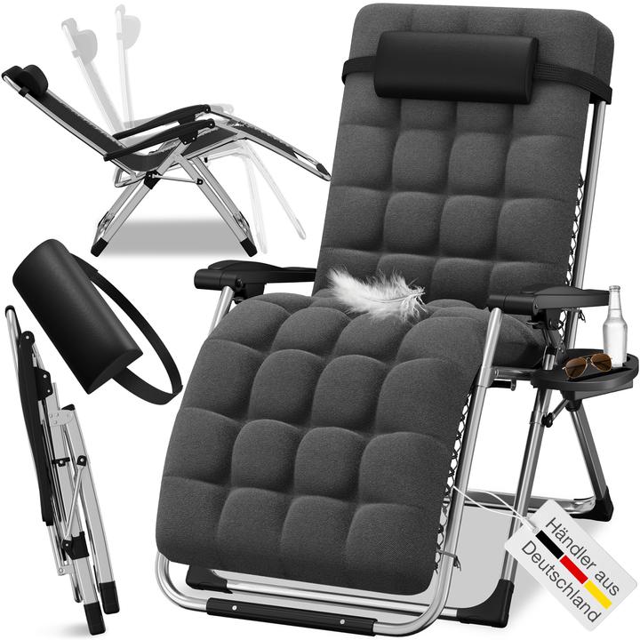 Eloneo Liegestuhl klappbar inkl. Premium Polster (77 cm)