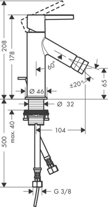 Actual product image Axor Single lever bidet mixer STARCK DN 15 m HGri m ZAG 1 1/4" chr
