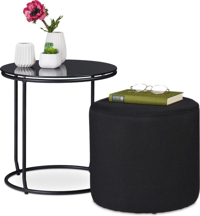 Produktbild Relaxdays Beistelltisch mit Hocker (40 x 40 x 40 cm)