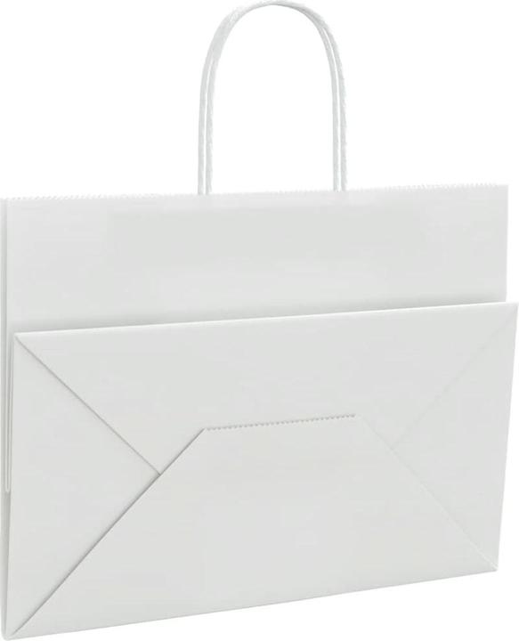 Immagine prodotto VidaXL Sacchetti di carta kraft 50 pezzi con manico bianchi 32x17x25 cm (Borsa da regalo, 50 x)