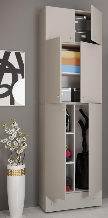 Produktbild VCM Holz Besen Putzschrank Lona mit Drehtüren Schublade Aufsatz (70 x 39 cm)