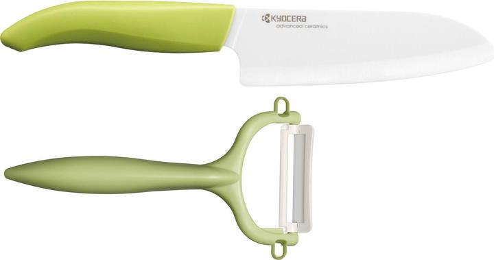 Produktbild Kyocera GEN GREEN Cut & Peel Set: Santoku-Keramikmesser mit Schäler (14 cm)