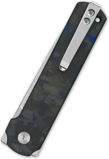 Actual product image QSP Knife Lark Shredded CF Overlay G-10 Blue (8 cm)