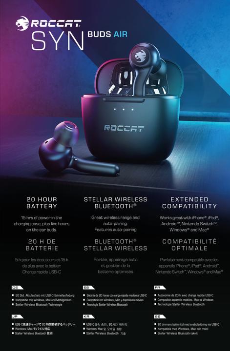 Actual product image Roccat SYN Buds Air TWS Ear Buds ROC-14-102-02 black (15 h, Wireless)